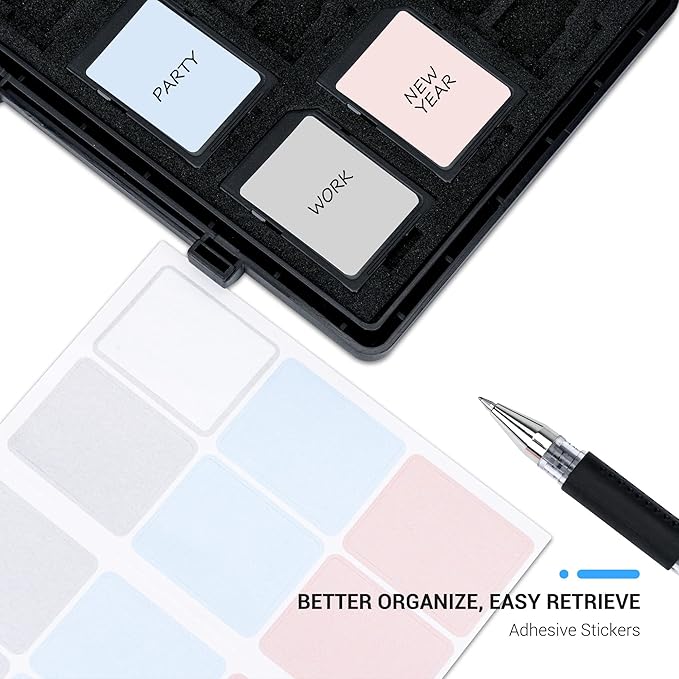 JJC 45 Slots Compact Memory Card Case Holder for SD, CFexpress Type A Type B/XQD, Micro SD/TF, CF Cards, Water-Resistant Anti-Shock Anti-Dust, Slim Memory Card Holder Organizer Storage Box with Labels