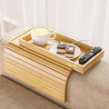 Bamboo Sofa Arm Rest Tray Table for Couch - 2-in-1 Couch Arm Table with Be Slide Detachable Tray - Anti-Slip Foldable Sofa Armchair Caddy for Drinks Cup Cellphone TV Remote Snacks (Bamboo)