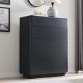ACCOHOHO Modern 5 Drawer Dresser for Bedroom, 42" Tall Wooden Dressers with Large Storage,Handleless Chest of Drawers for Living Room & Hallway, Curved Profile Design, Black