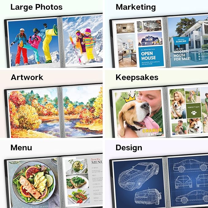 Dunwell 12x12 Binder with Sleeves - Folder with Clear Sheet Protectors, 24-Pockets, Display 48 Pages, 12 x 12 Presentation Book, Art Portfolio for Artwork, Keepsake Album