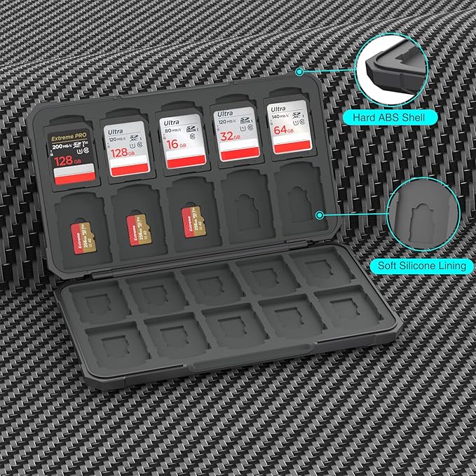 SD Card Holder Memory Card Case for SD/TF Cards, Memory Storage Organizer for 20 SDXC SDHC and 20 TF Cards