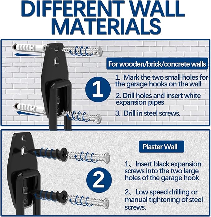 3-H Garage Wall Hooks 20 Pack, Garage Hooks Heavy Duty with Extra Welding Spots, Garage Organizer for Garden, Lawn, Chairs, Ladders, Weed Eater, Shovel(Gray)