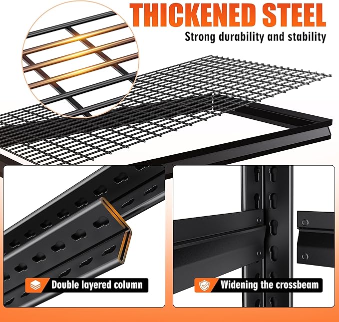 71" H Garage Shelving Heavy Duty Storage Shelves, 5-Tier Adjustable Metal Shelving Unit, Utility Garage Organizer Shelf for Basement, Pantry, Kitchen, Warehouse,17.7" D x 45.6" W x 71.2" H