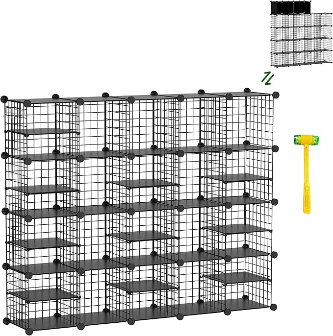 Wire Cube Storage Organizer, 20 Cubes Converted into 23 Cubes, Sturdy Metal Grids Storage Shelf Closet Shelving Units and Storage, Shelves for Bedroom LIvingroom Office
