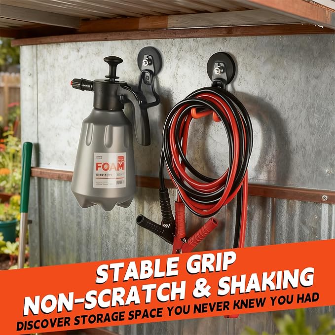 ULIBERMAGNET New Upgraded Heavy Duty Magnetic Garage Hooks,4 Pack Strong Large Magnet Hooks for Power Drill,Garden Tools,Hose,Pegboard,Garage, Workshop,Magnetic Storage Hook for Hanging(Orange)