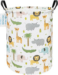 LANGYASHAN Laundry Basket Canvas Fabric Collapsible Organizer Basket for Storage Bin Toy Bins Gift Baskets Bedroom Clothes Children Nursery Hamper (Animal)