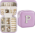 Travel Jewelry Case, Small Jewelry Box Organizer with Personalized Initials, Gifts for Girl Women, Wife Girlfriend Daughter Niece, Bridesmaid Gifts, Birthday