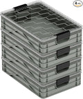SIDIO Quarter Crate 4 Pack of Stackable Storage Bins - Organizer Bins with Dividers for Garage Organization, Home Storage - Heavy Duty Plastic Containers - 19.16” x 12.75”x 4.57” (Aircraft)