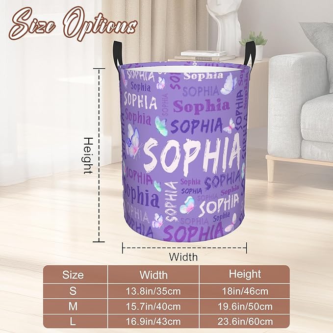 Custom Name Laundry Hamper, Personalized Laundry Basket with Name for Boys Girls Kids Men Women, Customized Name Dirty Clothes Basket Gifts for Clothes Toy Bathroom Bedroom Laundry Room Dorm