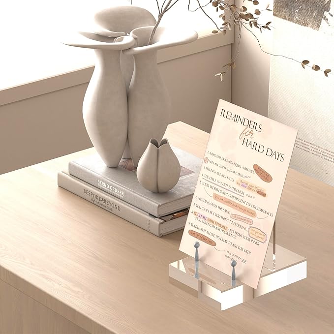 Acrylic Easel Display Stand with Adjustable Silver-Toned Hardware for Pictures, Crystal Clear Acrylic Stand with Floating Appearance for Cookbook, Invitation and Plates