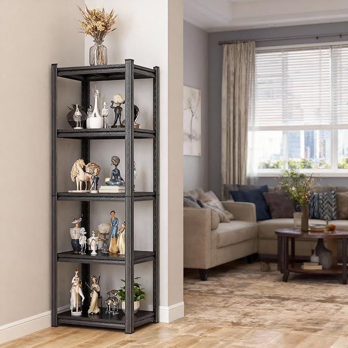 5-Tier Slim Metal Shelving Unit, Adjustable Narrow Standing Shelf for Kitchen Pantry, Bathroom, Laundry Room & More | 16" Wide, 10" Deep, 63" High | Space-Saving Storage for Small Spaces