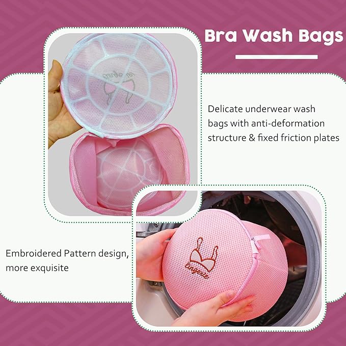 4Pcs Premium Durable Honeycomb Mesh Laundry Bags for Delicates, Large Bra Laundry Bags for Washing Machine, Lingerie Underwear & Intimates Wash Bag 6.7 x 6.7 x 7.5Inches