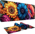Flower Gaming Mouse Pad 31.5"x11.8"Desk Mat Anti-Slip Rubber Base & Durable Stitched Edges for Gamers Smooth Mouse Writing Surface for Desk Office/Home