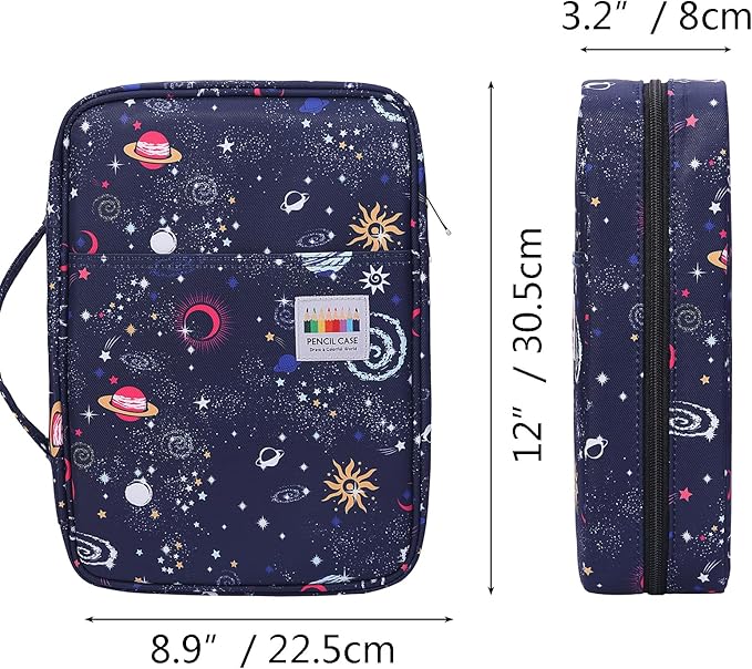 JAKAGO 220 Slots Colored Pencil Case Large Capacity Pen Holder for Artist Painter Zipper Organizer Bag for Marker Highlighter Storage Case for Office Sketch Travel Supplies (Night Sky)