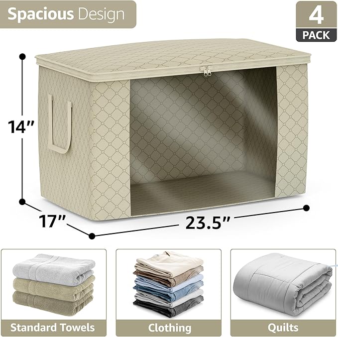Sorbus Foldable Storage Bag Organizers, Large Clear Window & Carry Handles, Great for Clothes, Blankets, Closets, Bedrooms, and more