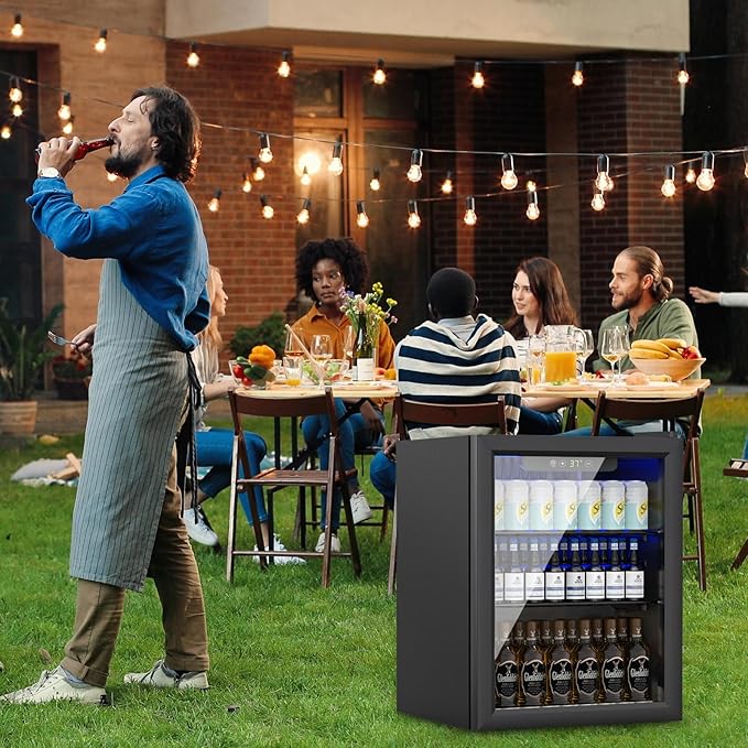 1.7 Cu.ft Beverage Refrigerator Cooler, 72 Cans Mini Fridge with Glass Door, and Temperature controllable switch for Soda, Beer or Wine For Office or Bar with Removable Shelves