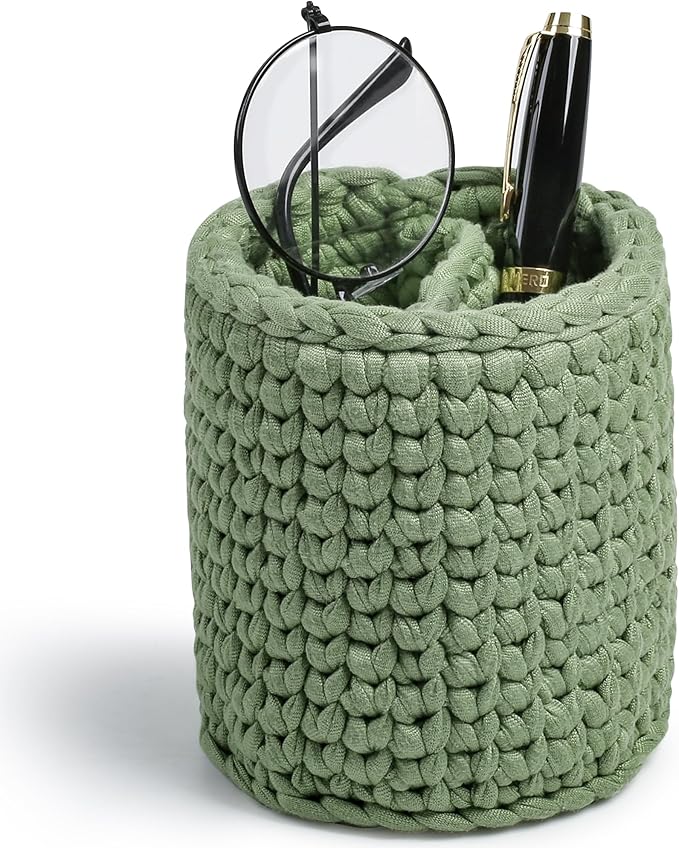 HOSROOME Glasses Holder for Nightstand Boho Decor Eyeglass Holder Stand for Office Desk Organizer Makeup Brush Holder Organizer-Green