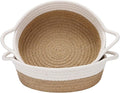 Sea Team 2-Pack Cotton Rope Baskets, 10 x 3 Inches Small Woven Storage Basket, Fabric Tray, Bowl, Round Open Dish for Fruits, Jewelry, Keys, Sewing Kits (Flaxen & White)
