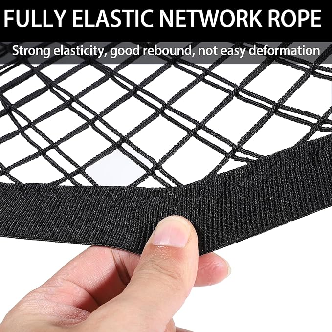 Easy Installed Motorcycle Helmet Storage, 10"X11" Upgrade Cargo Net, High Elastic Double Layer Bungee Net, Thicken Luggage Rack Expansion Organizer with 4 Metal Hooks for Motorbike Trike Cycle