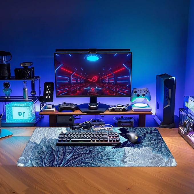 Leaves Gaming Mouse Pad 31.5"x11.8"Desk Mat Anti-Slip Rubber Base & Durable Stitched Edges for Gamers Smooth Mouse Writing Surface for Desk Office/Home
