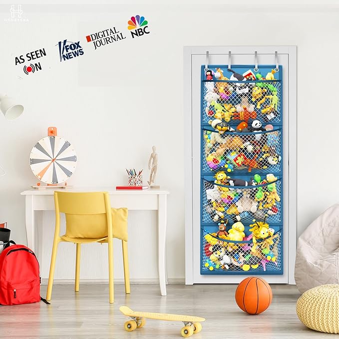Honeyera Storage for Stuffed Animal - Over Door Organizer for Stuffies, Baby Accessories, and Toy Plush/Easy Installation with Breathable Hanging Pockets