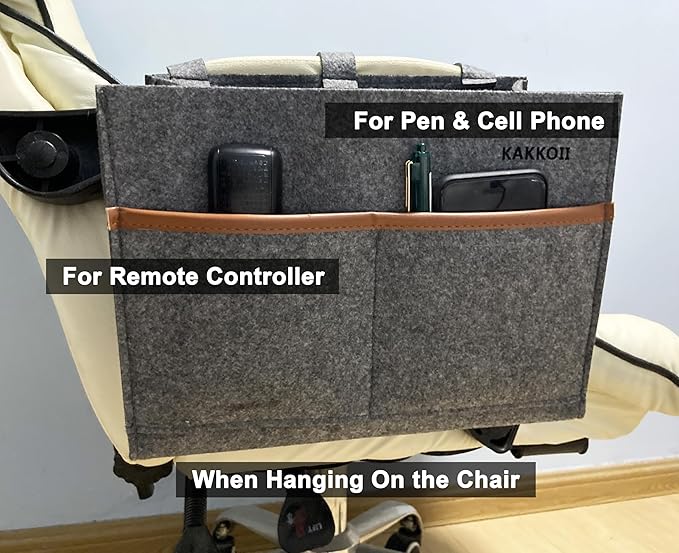 Bedside Caddy, Hanging Storage Bag, Chair Organizer Caddy, Remote, Magazine, Drink Bottle, Cell Phone Holder with Fixed Straps for Hospital Bed, Dorm Bed, Baby Stuff, Office (Grey Small)
