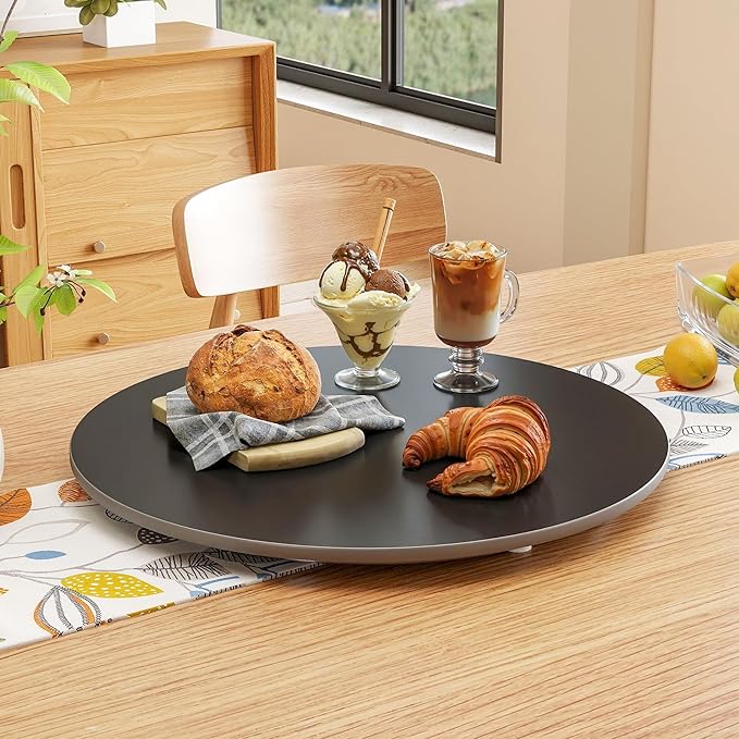 19.7" Lazy Susan Turntable – 360° Sinteredstone Silent Anti-Slip Turntable, Table Top Centerpiece for Kitchen, Pantry, Spice Rack, Refrigerator & Dining Table, White
