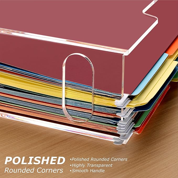 DINGHUO Acrylic Hanging File Organizer Box, File Holder with Handles, Clear File Box for Letter Size/A4 File Folders, Hanging Folder Storage for Desk Home Office School -1 Pack