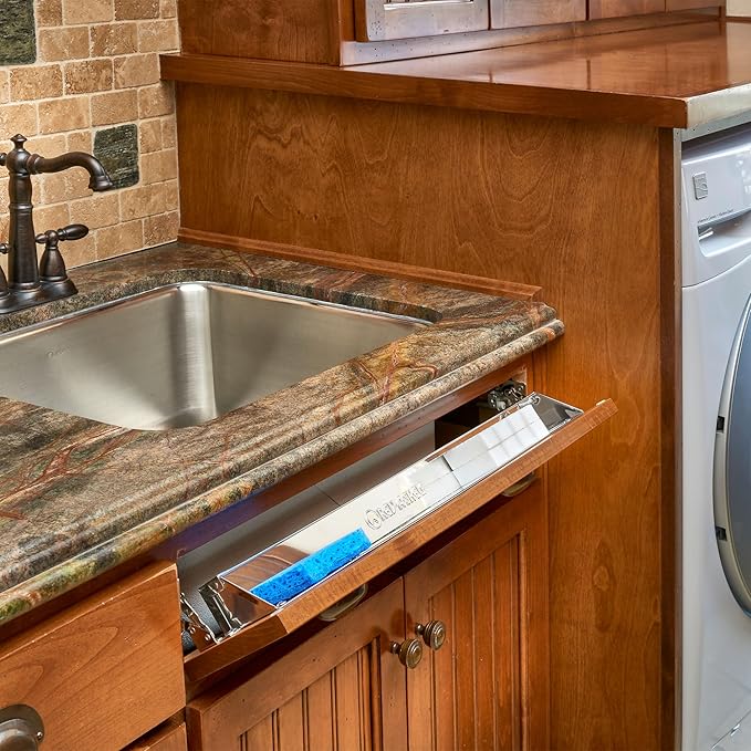 Rev-A-Shelf 10" Tip Out Tray with Soft Close for Sink Base Cabinets, Storage Organizer for Kitchen, Laundry Room, or Vanity Cabinets, 6581-10SS-SC-1