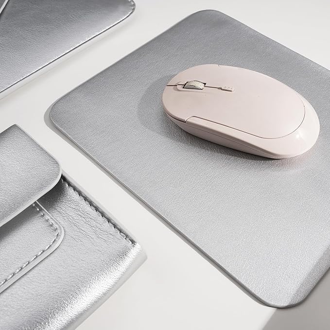 PU Leather Laptop Sleeve 16 Inch Compatible with New MacBook Pro 16 A2991, MacBook Pro 15, Surface Book 15, Dell XPS 15 with Small Pouch, Mouse Pad and Cord Organizer Color Silver