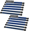 Socket Organizer Drive ABS Tools - Blue Socket Holder, Premium Quality 12 Pieces Socket Holders Kit 1/4-Inch x 64 Clips, 3/8-Inch x 60 Clips, 1/2-Inch x 48 Clips（12PC,Blue)