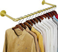 WEBI Industrial Pipe Clothing Rack,32" Wall Mounted Clothes Rack for Hanging Clothes,Heavy Duty Metal Garment Rack Bar Wall Mount Clothing Rod for Closet,Laundry Room,Gold