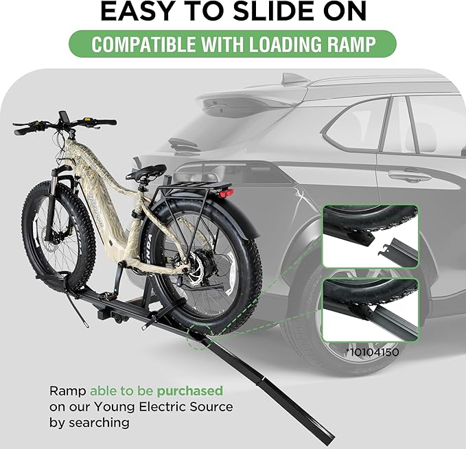 100LBS. Capacity Aluminum 1-Ebike Rack for Bicycles and Electric Bikes, fits Car SUV Van RV and Trailer with 2" Receiver