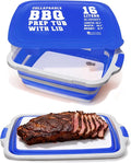 KITCHEN PERFECTION Collapsible XL Smoker & BBQ Prep Tub with Locking Lid & Cutting Board - Grill Caddy Container for Meat Marinating & Brine Perfect For Brisket, Turkey & Ribs - Best Gift For Men