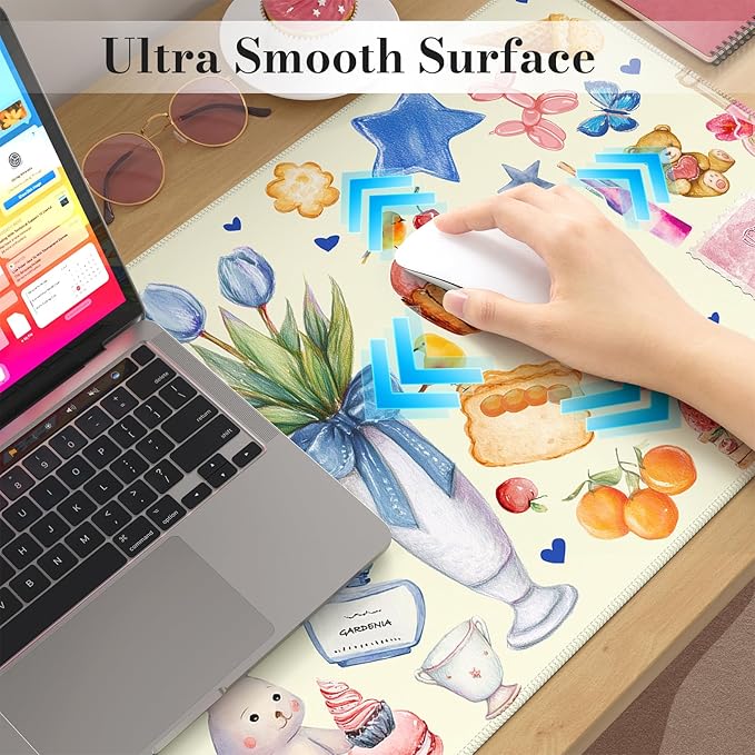iCasso Desk Cover Mat, Extra Large Mouse Pad, Desk Pad Mat,Office Matt for Desktop Protector, Anti-Slip XXL Big Mousepad with Stitched Edges for Laptop Computer Keyboard (Yellow)