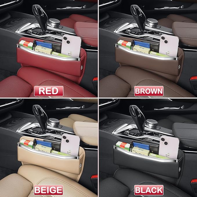 HOLDCY Car Seat Gap Filler Organizer - Leather Console Side Pocket Seat Storage - Stylish and Practical Car Accessories for Cars,SUV,Truck (Brown - 2 Pack)