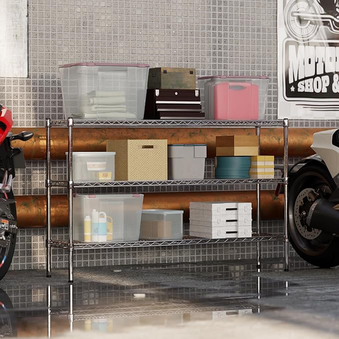 14" Deep x 54" Wide x 34" Height Wire Shelving Kit | 3-Tier | NSF Commercial Storage Rack Unit