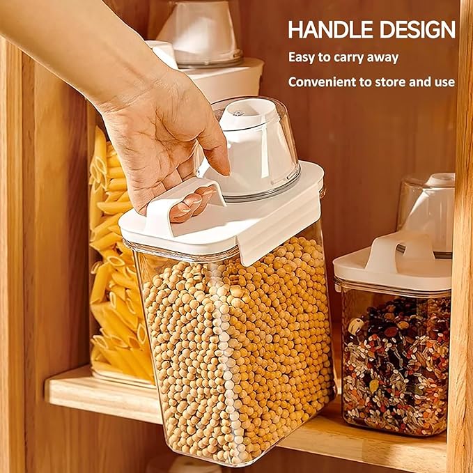 Storage Cereal Organizers Containers Sets,Food Grade BPA free PET Material Reusable，Airtight food storage containers with lids， kitchen organizers and storage Total(2 pcs 2300ml 2 pcs 1100ml)
