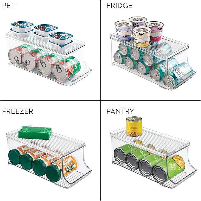 iDesign Soda Can Organizer with Lid for Pantry or Refrigerator - Set of 2 - Clear - Made in USA