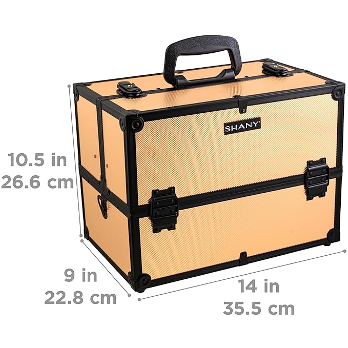 SHANY Essential Pro Makeup Train Case Cosmetic Box Portable Makeup Case Cosmetics Beauty Organizer Jewelry storage with Locks, Multi Compartments Makeup Box and Shoulder Strap - Black Rose
