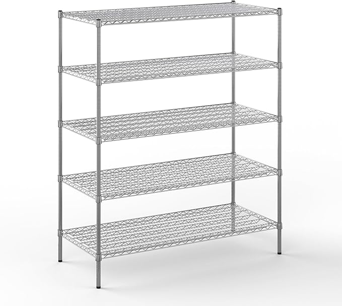21" Deep x 54" Wide x 64" Height Wire Shelving Kit | 5-Tier | NSF Commercial Storage Rack Unit