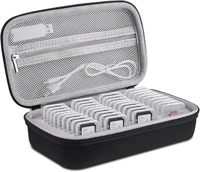 Memory Card Case - Water-Resistant & Anti-Shock 36 Slot Holder, 27 Micro SD & 9 SD/SDHC/SDXC Cards Organizer for Camera