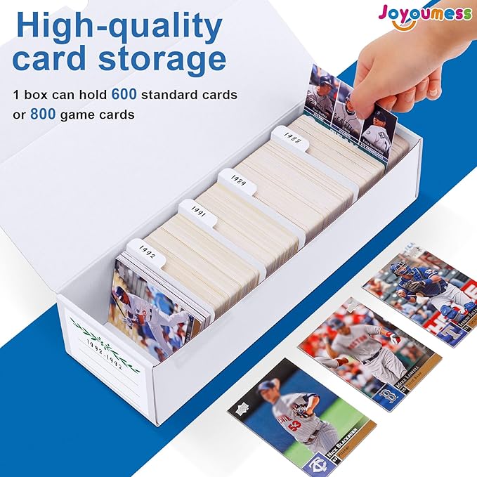 Trading Card Storage Box, Cardboard Storage Boxes with Dividers for Baseball, Sports, Game, Playing Card Collection Organizer, pack of 3