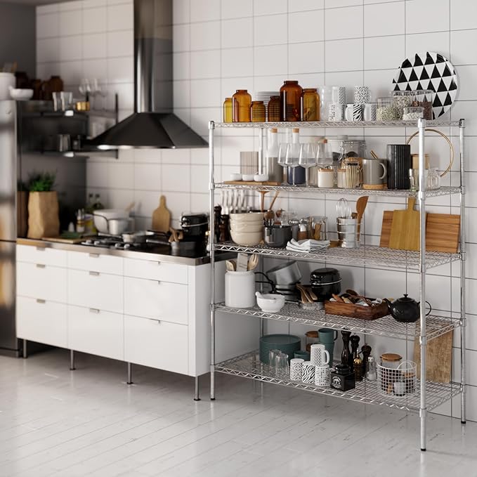21" Deep x 54" Wide x 64" Height Wire Shelving Kit | 5-Tier | NSF Commercial Storage Rack Unit