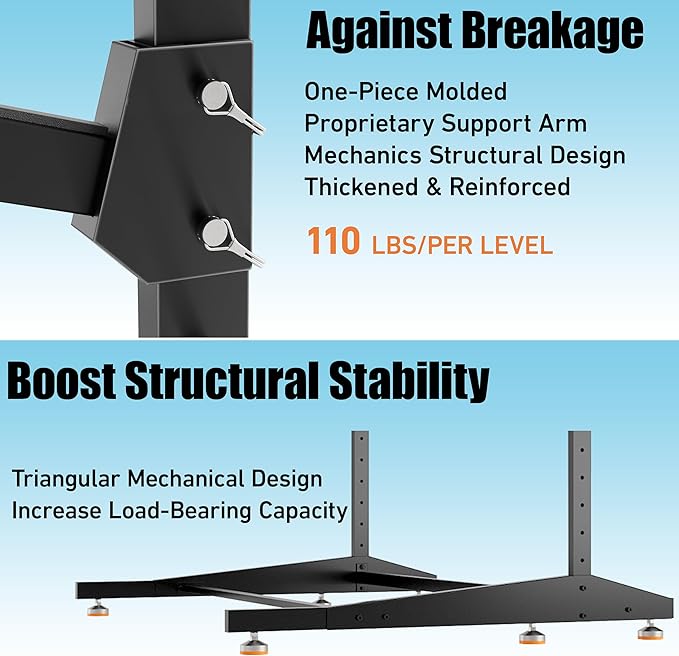 Kayak Storage Rack, Freestanding Outdoor Canoe Rack, Reinforced, Thickened, and Enhanced Rust Resistance, Holds 220 lbs, for Safe Garage and Outdoor Canoe Storage(2-Tier, Black)