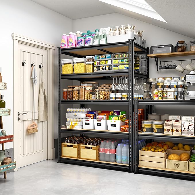 5-Tier Storage Shelves, 1980LBS Adjustable Pantry Shelves, Metal Shelving Unit for Storage, Kitchen, Pantry, Closet, Laundry, Garage,72.06" H x 35.55" W x 11.81" D