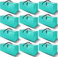12 Pack Heavy Duty Large Moving Bags W/Backpack Straps - Strong Handles & Zippers, Storage Totes For Space Saving, Fold Flat, Alternative to Moving Box and Storage Bin, Aquamarine