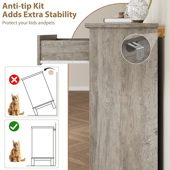 GarveeHome 7 Dresser for Bedroom, 54 in Wide Drawer Dresser with Storage Freestanding, Wooden Closet Storage Chest for Living Room, Bedroom, Entryway, Ash Grey