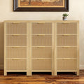 Modern 12-Drawer Solid Wood Dresser with Fluted Front & Gold Handles, Multifunctional Tall Storage Chest, for Hallway, Entryway, Natural X3
