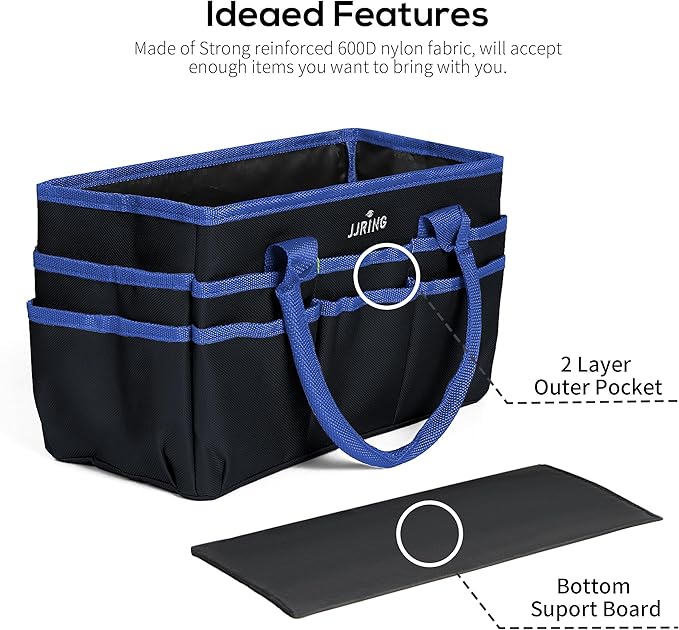 Jjring Fundamental Organizer 600D Nylon Artist Tote Bag, Blue Edge